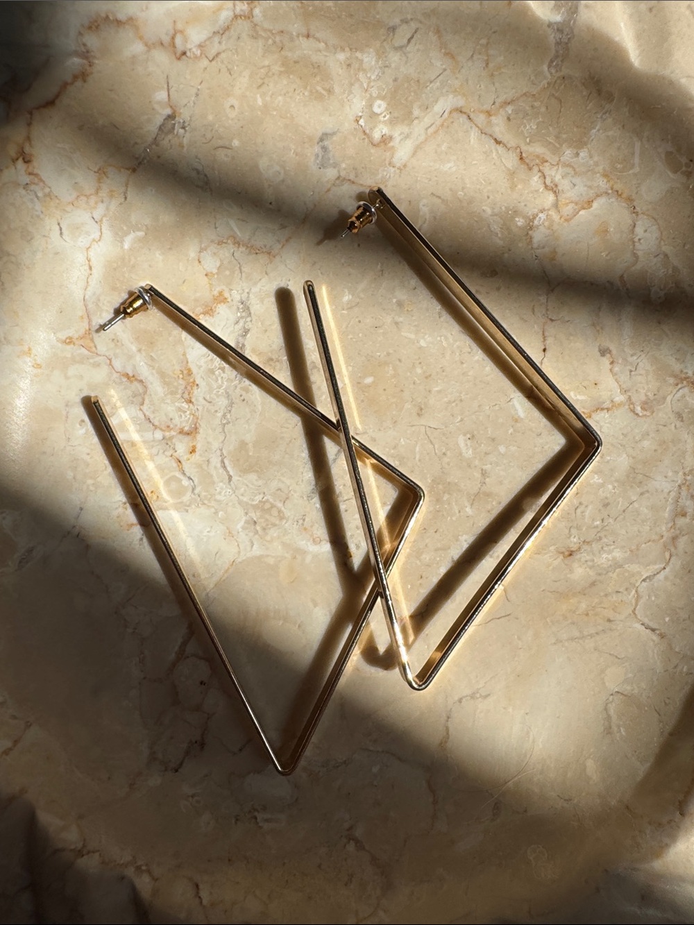 Gold Geometric V-Shaped Hoop Earrings - Women Jewelry